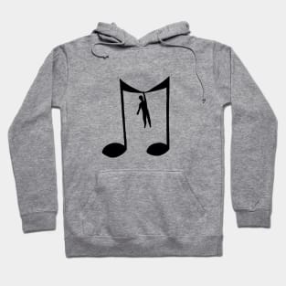 Man hanging on a musical note Hoodie